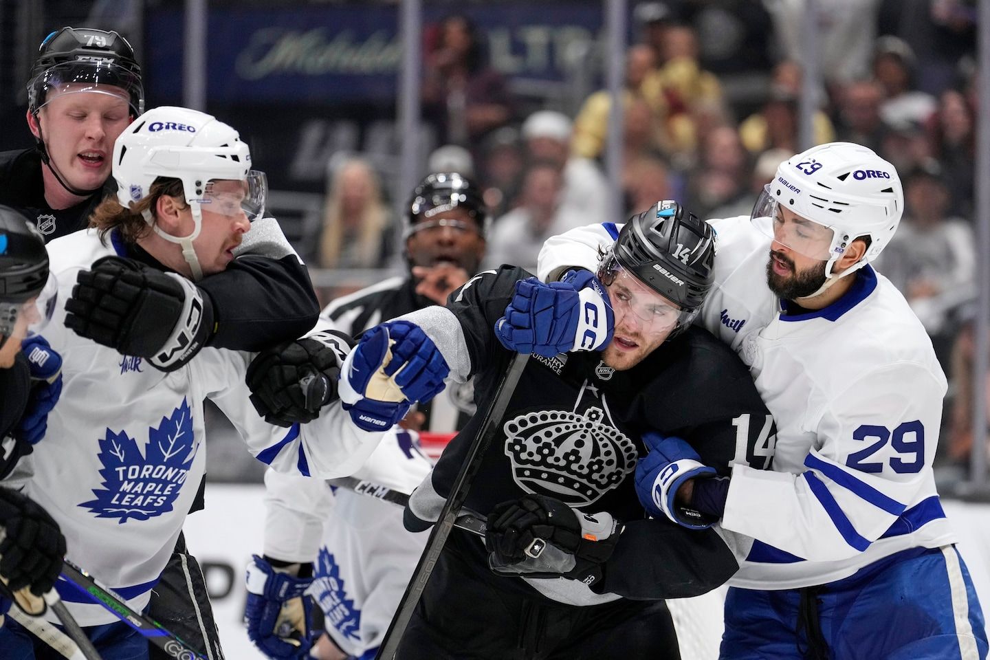 Quinton Byfield scores in overtime as Kings defeat Leafs 7-6 to strengthen playoff chances