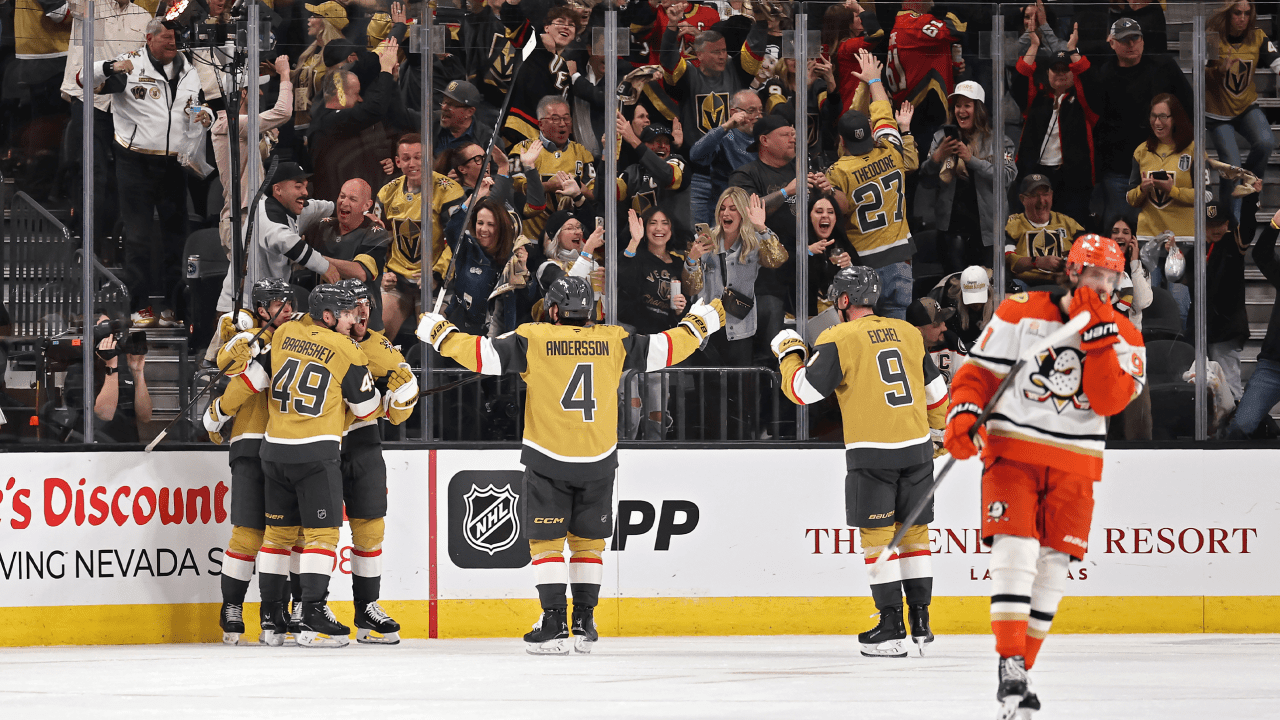 Ivan Barbashev's late goal secures Golden Knights 3-1 victory over Ducks in Game 1 opener.