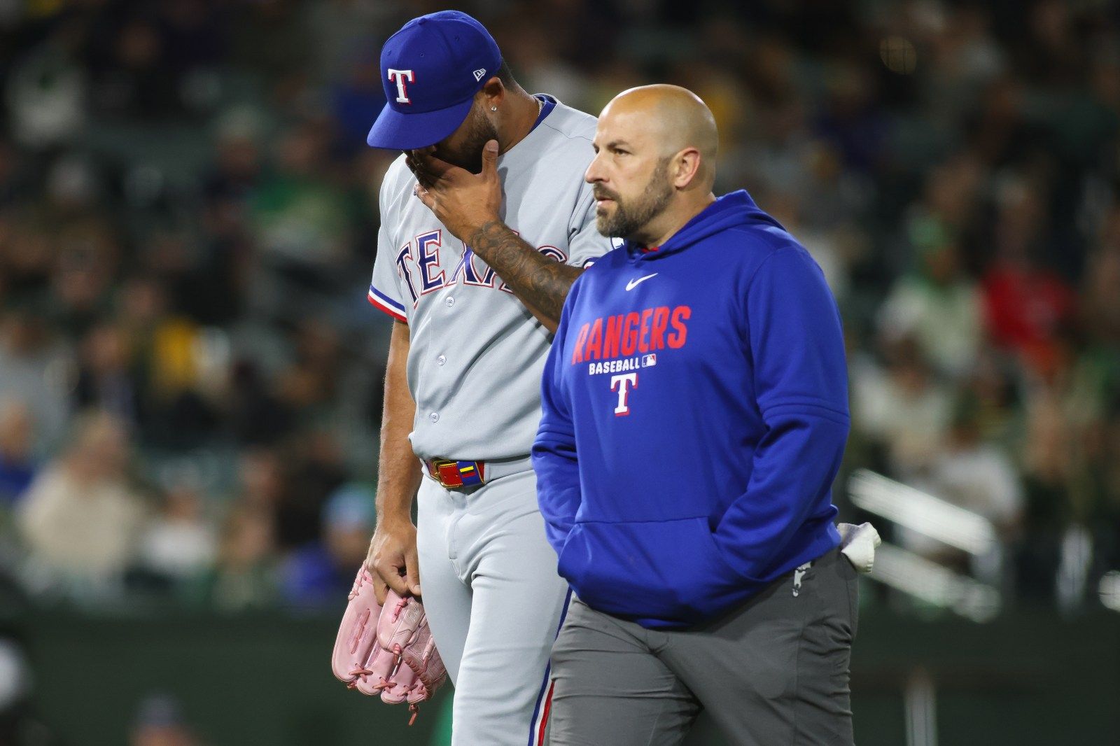 Rangers Reliever Luis Curvelo Leaves Game After Injuring Throwing Arm on Wild Pitch Against Athletics