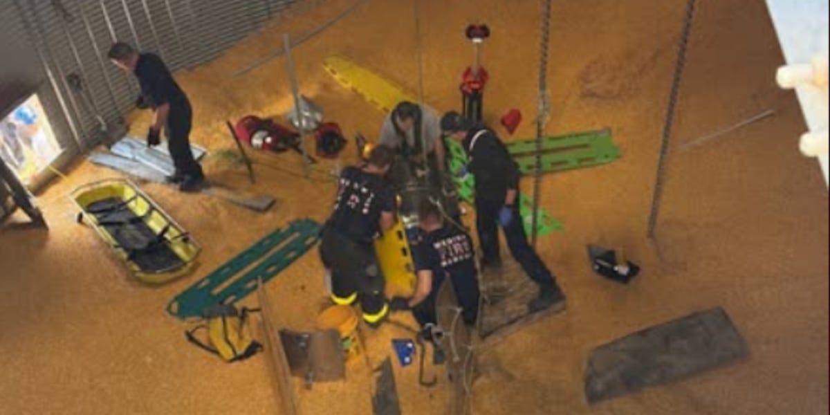 Man Successfully Rescued After Being Trapped Up to Chest in Corn Inside Grain Bin