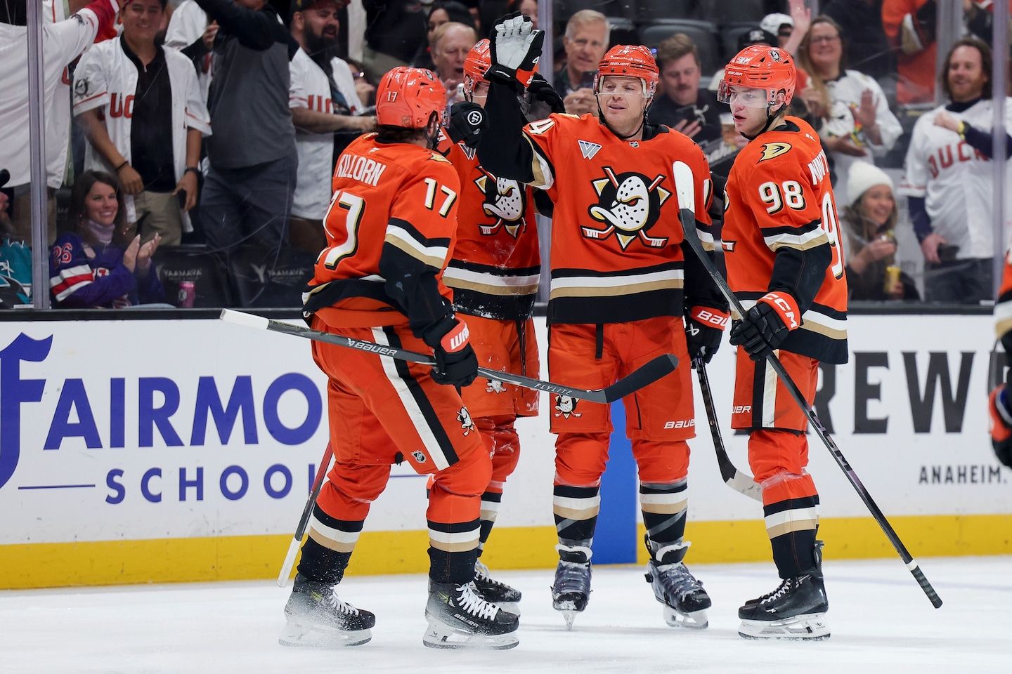 Carlson Scores First Career Hat Trick in 17th Season as Ducks Rout Sharks 6-1