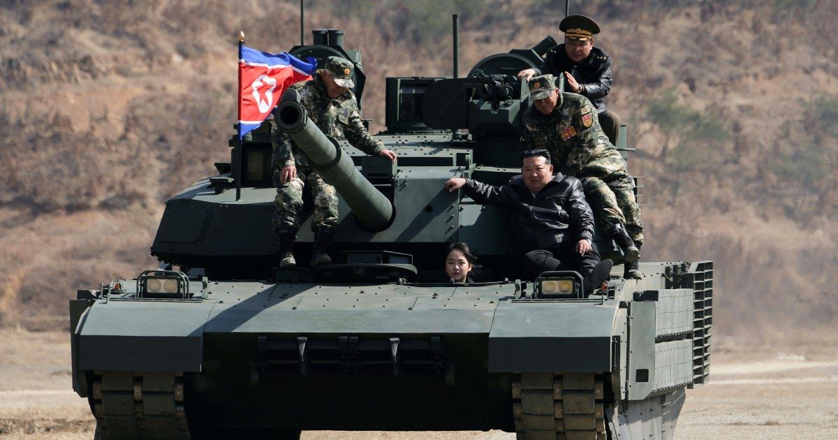 Kim Jong Un rides tank with daughter Kim Ju-ae during Pyongyang military drills