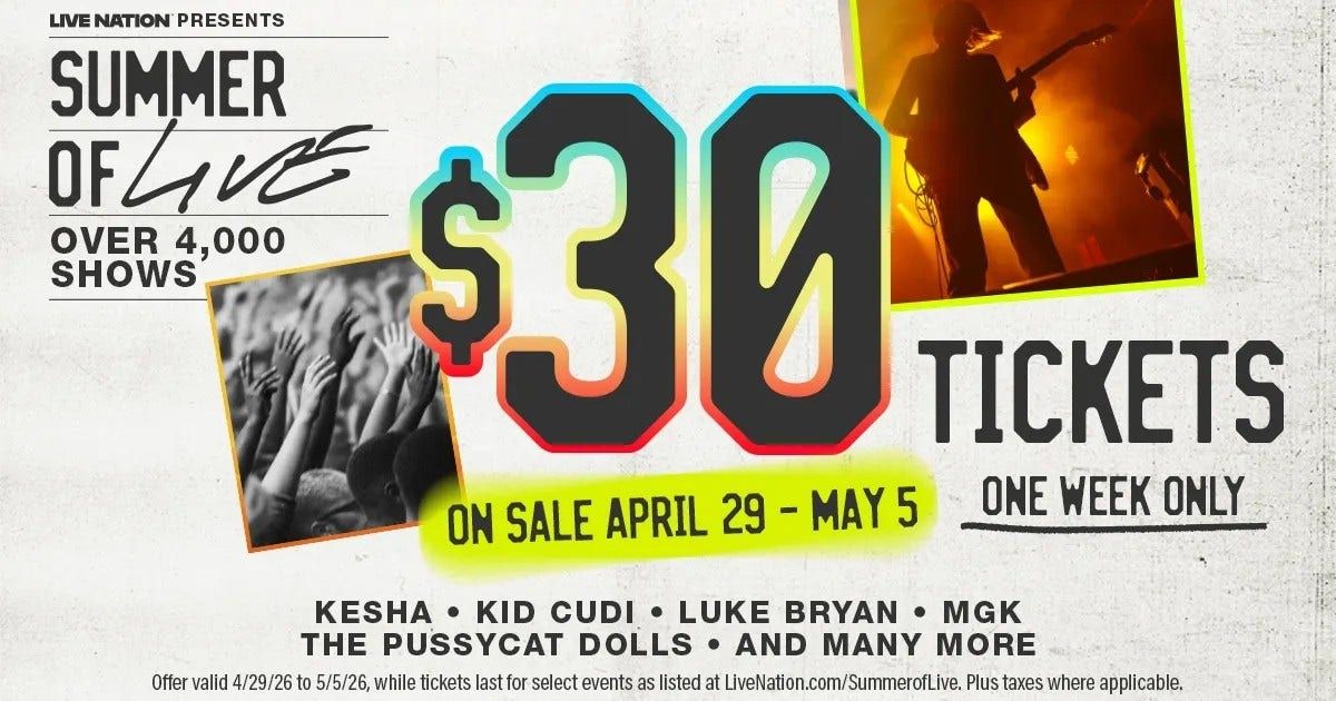 Live Nation launches Summer of Live promotion with $30 all-in tickets for over 4,000 concerts featuring major artists
