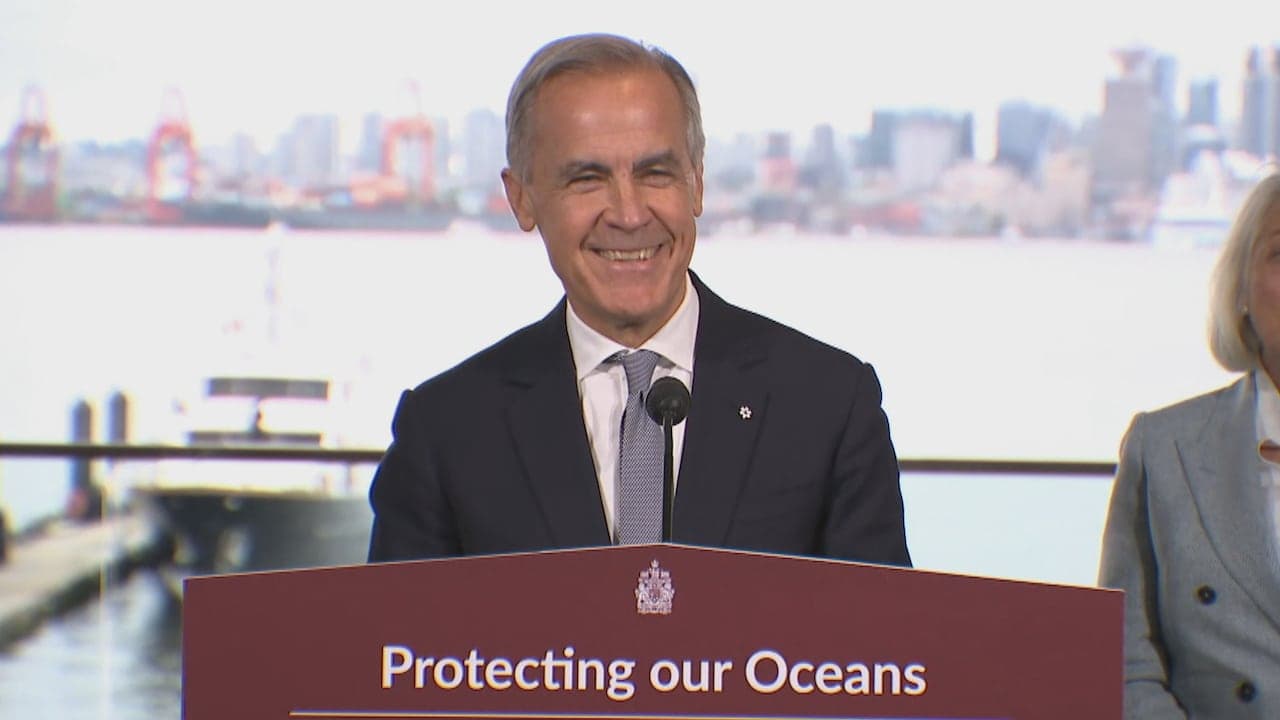 Prime Minister Mark Carney laughs off Donald Trump's claim that Canada will apologize.