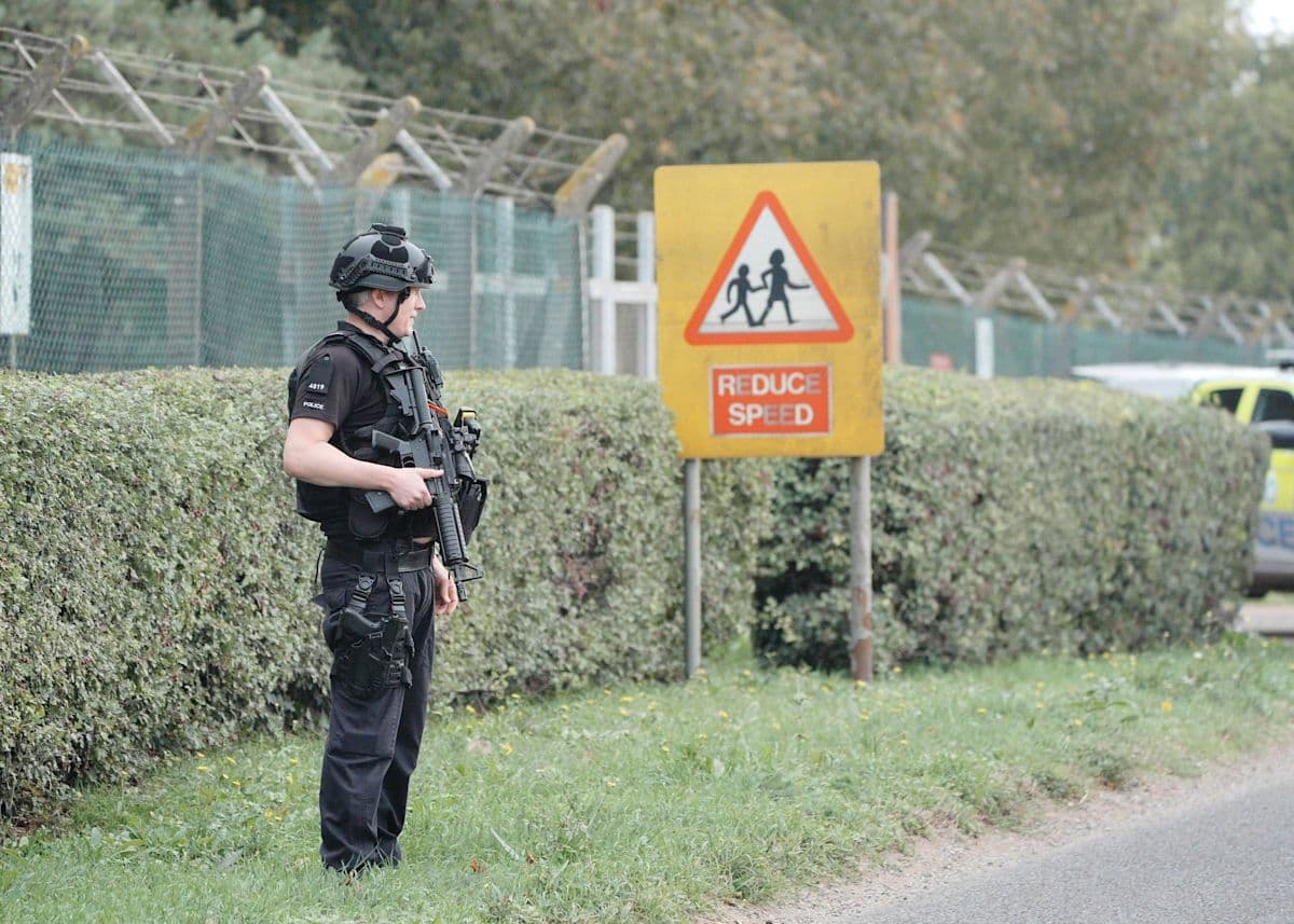 Five men are arrested near RAF Fairford in Gloucestershire following a major terrorism investigation.