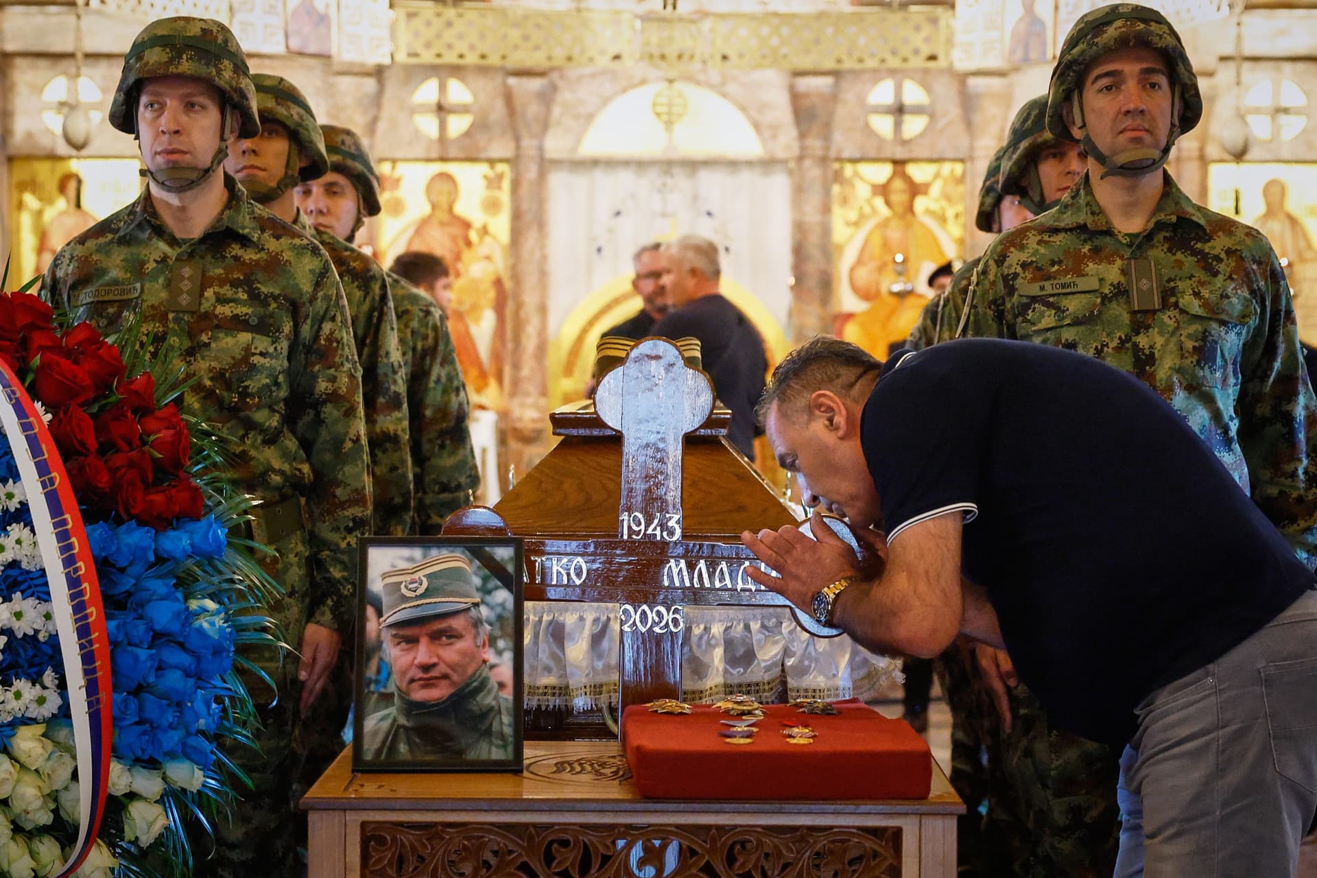 Ratko Mladic lies in state in Belgrade as Serbia defies EU warnings.